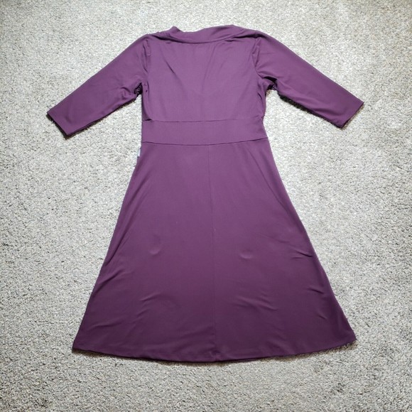 Eddie Bauer Travex Dress Womens Small Petite Purple Plum 3/4 Sleeve High Waist - Picture 6 of 10